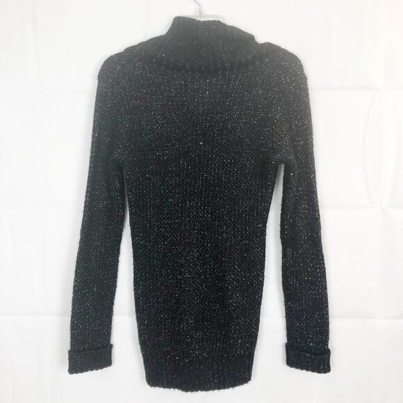 Derek Heart Y2K Cowl Neck Metallic Black Knit Sweater Size M - Picture 5 of 11